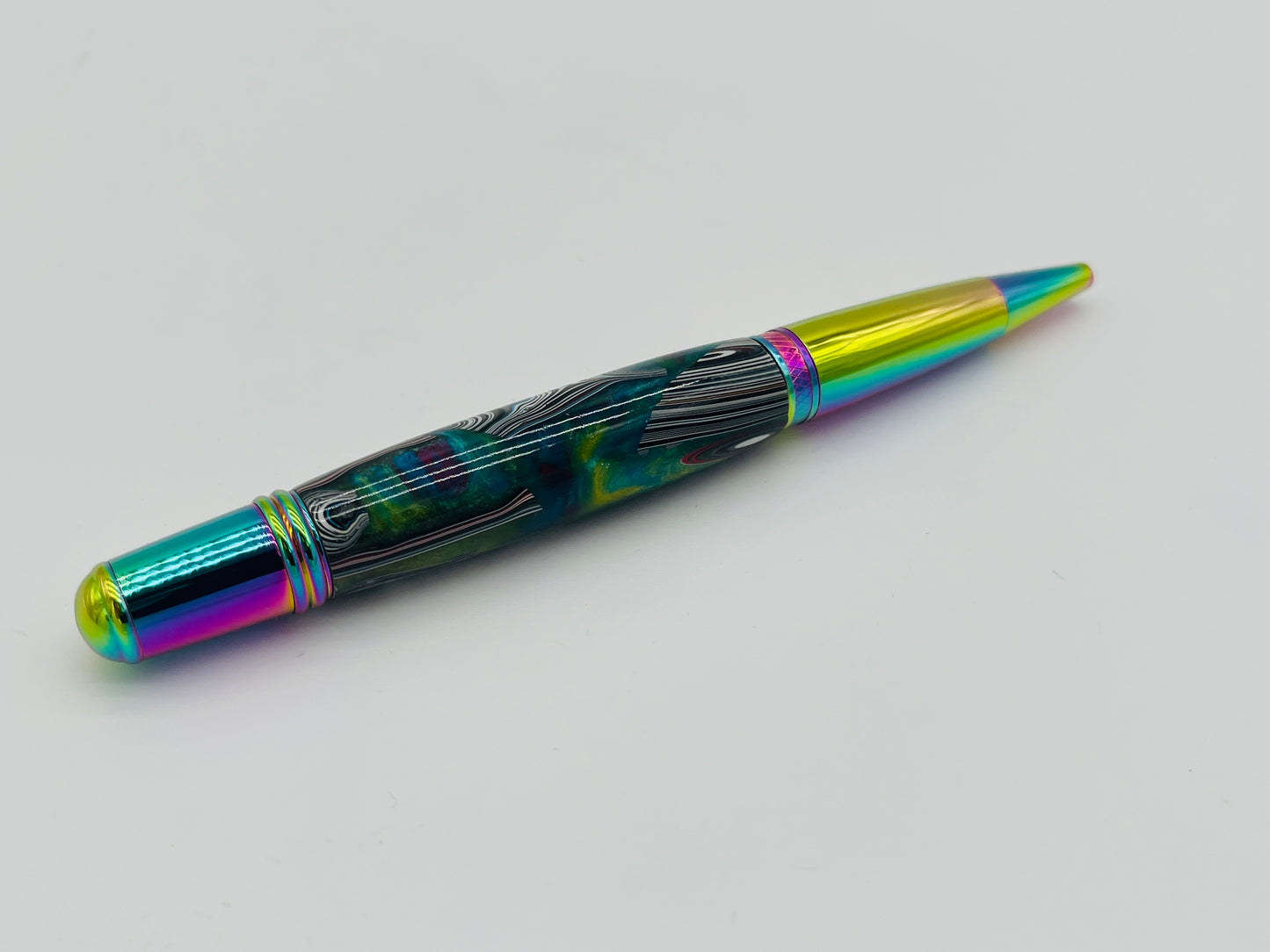 Oil Slick, Fordite Infused Pen