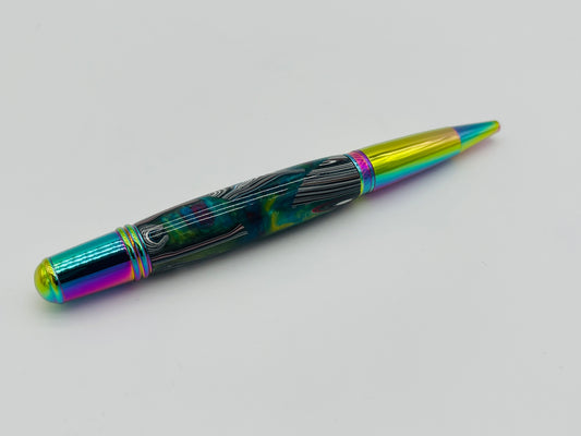 Oil Slick, Fordite Infused Pen